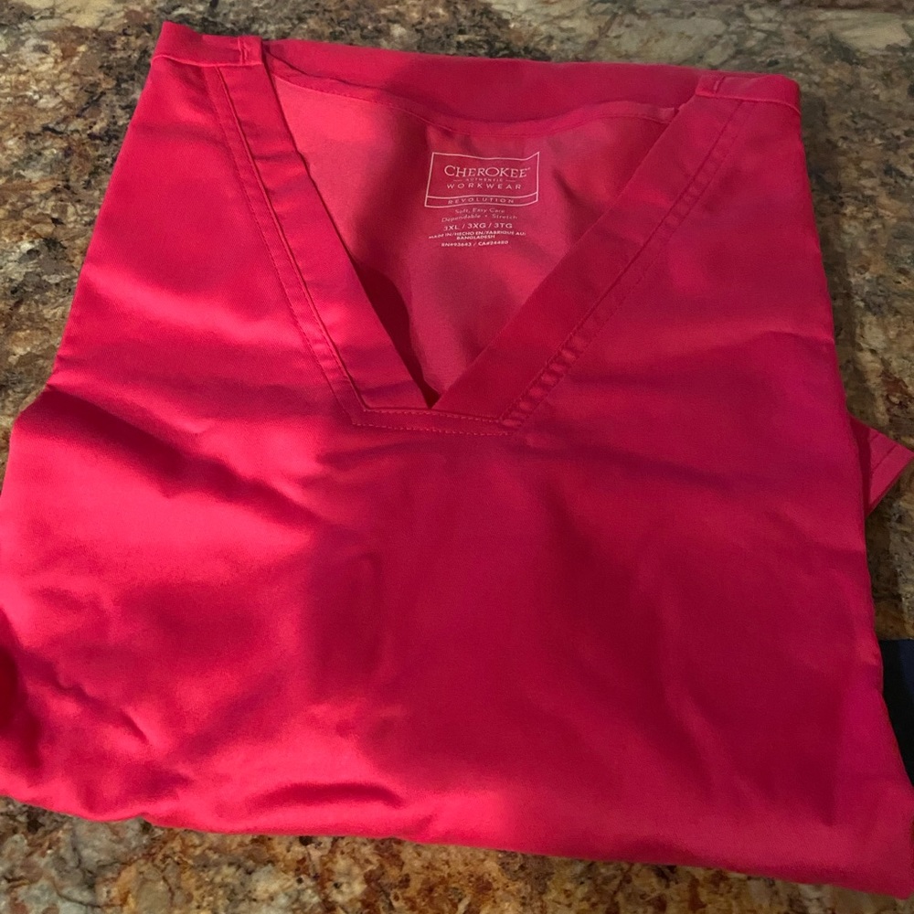 Pink Cherokee plus Size Scrub Top